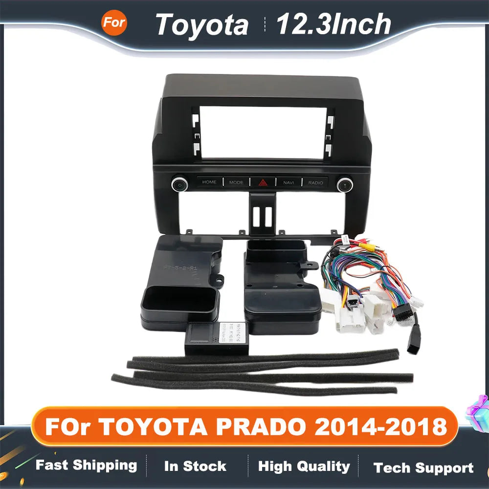 12.3 inch 2 Din Car Audio Frame  For Toyota prado 2014-2018 GPS Navigation Fascia Panel Car DVD Plastic Frame Fascia