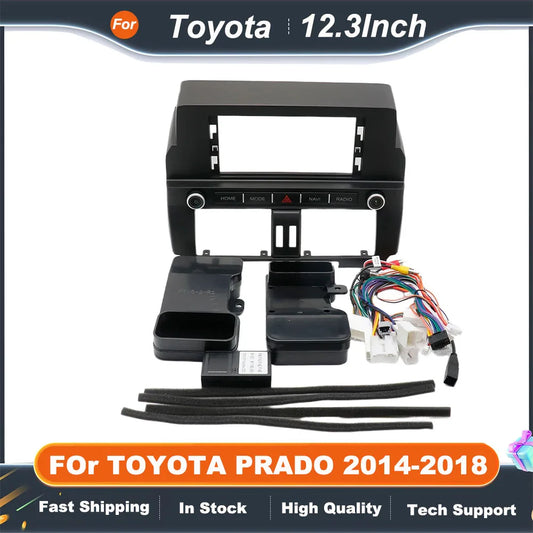 12.3 inch 2 Din Car Audio Frame  For Toyota prado 2014-2018 GPS Navigation Fascia Panel Car DVD Plastic Frame Fascia