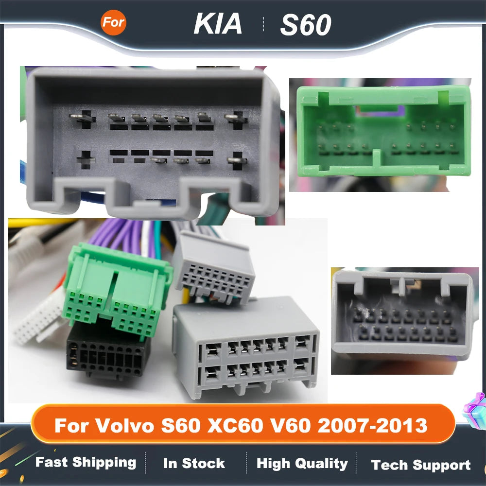 Car Audio Wiring Harness with Canbus Box For Volvo S60 XC60 V60 2007-2013 Stereo 16 Pin CD/DVD Android 2 Din GPS Video Player