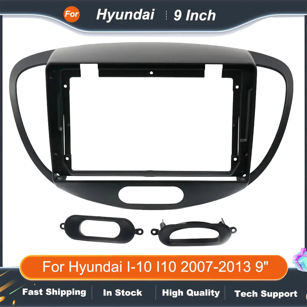 2Din Car Radio Fascia Frame for Hyundai i10 2007-2013 9" Big Screen Stereo Dash Panel Mount Refitting Kit