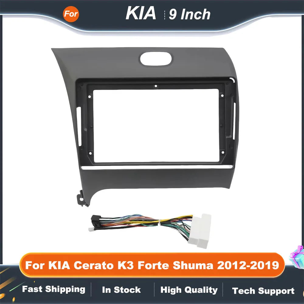 Car Radio Fascia Frame 9 Inch for KIA Cerato K3 Forte Shuma 2012-2019 Android Stereo Dash Panel Kit Double Din Adapter