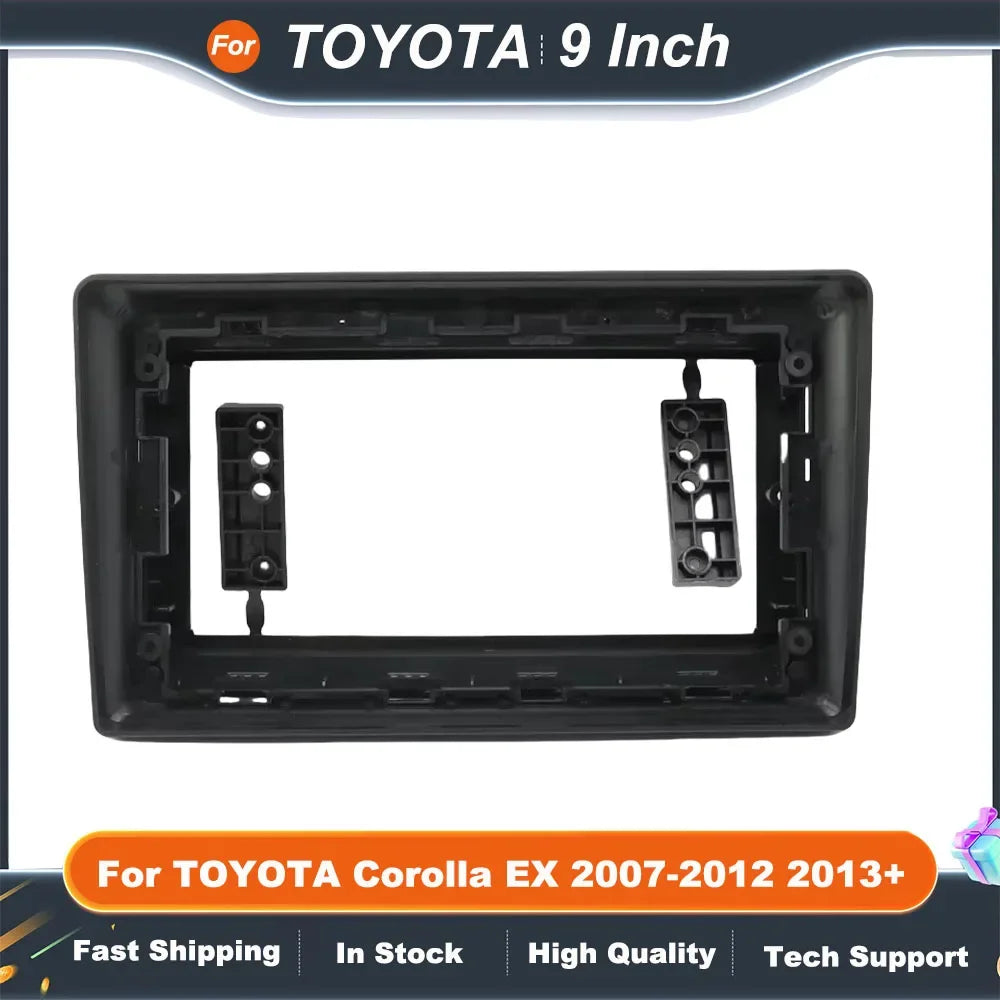 9 Inch Car Radio Fascia Frame for Toyota Corolla EX 2007-2012 & 2013+ OEM Fit Stereo Dash Kit Anti-Rattle ABS Panel