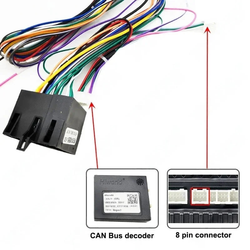 Wiring Harness Adapter CAN Bus Decoder with Dashboard Panel Frame for Megane Mk2 2005 to 2008, for 2 Din 9" Android Multimedia