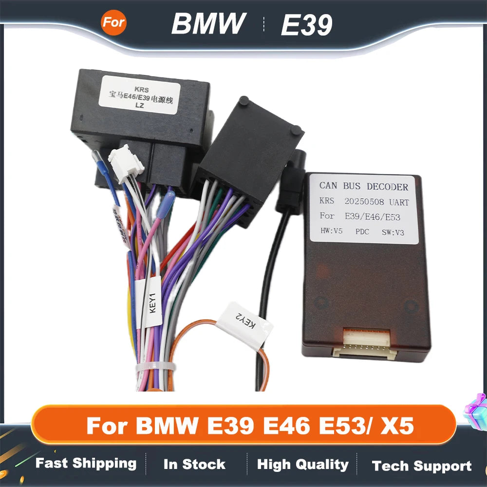 Car Radio Canbus Box Decoder For BMW E39 E46 E53/ X5 Harness Wiring Cables 16 PIN Wiring Harness Plug Power Cable Android Radio