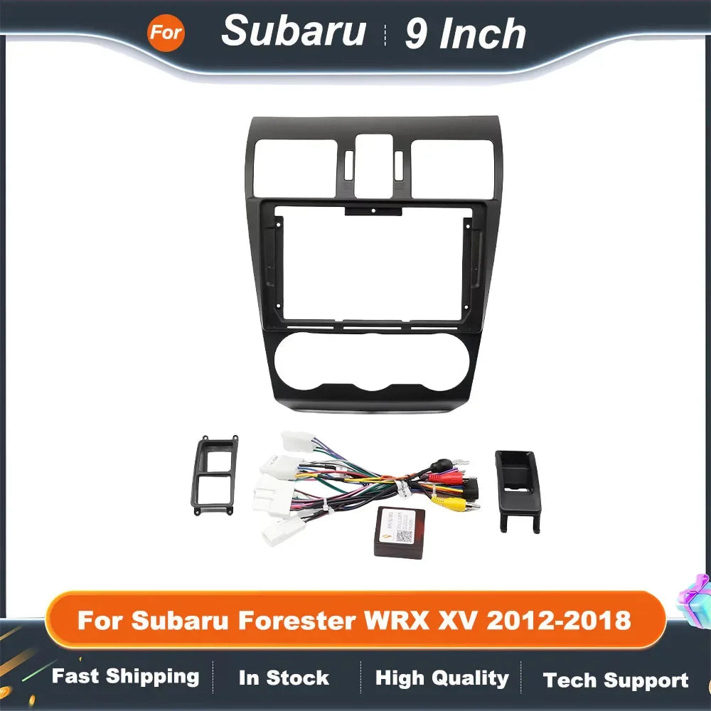 9 Inch Car Radio Fascia Frame for Subaru Forester WRX XV 2012-2018 GPS Dash Mount Trim Kit with Installation Cables