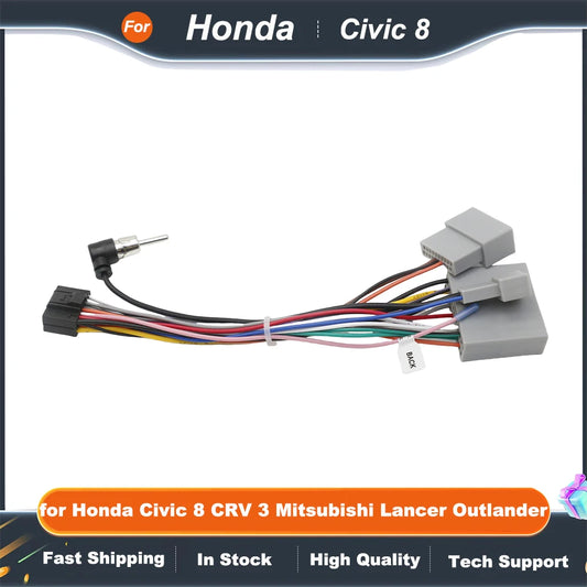 Radio Wiring Harness 16 Pin to 17 Pin Connector, Android Cable Adapter for Honda Civic 8 CRV 3 Mitsubishi Lancer Outlander