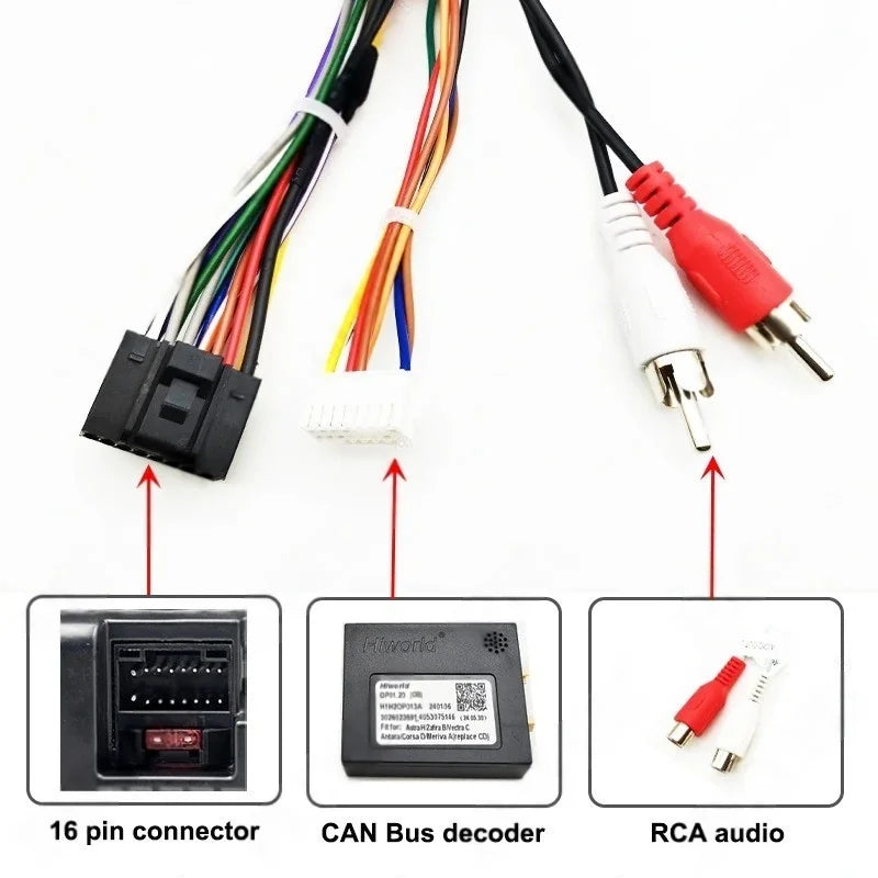 9" Android Multimedia Panel Frame for Astra H, Corsa D, Antara, Radio Wiring Harness Adapter, CAN Bus Decoder, Quadlock 40 Pin