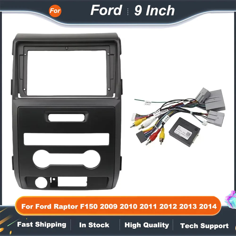 9 Inch 2DIN Car Radio Fascia Frame Dashboard Panel for Ford Raptor F150 2009 2010 2011 2012 2013 2014 Stereo Installation Kit