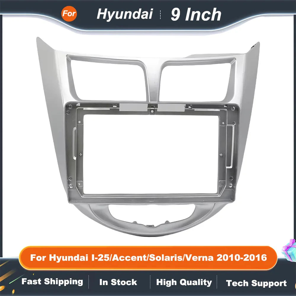 9 inch Car Radio Fascia Frame for Hyundai I-25 Accent Solaris Verna 2010-2016 Android 2Din MP5 Stereo Panel Dash Kit