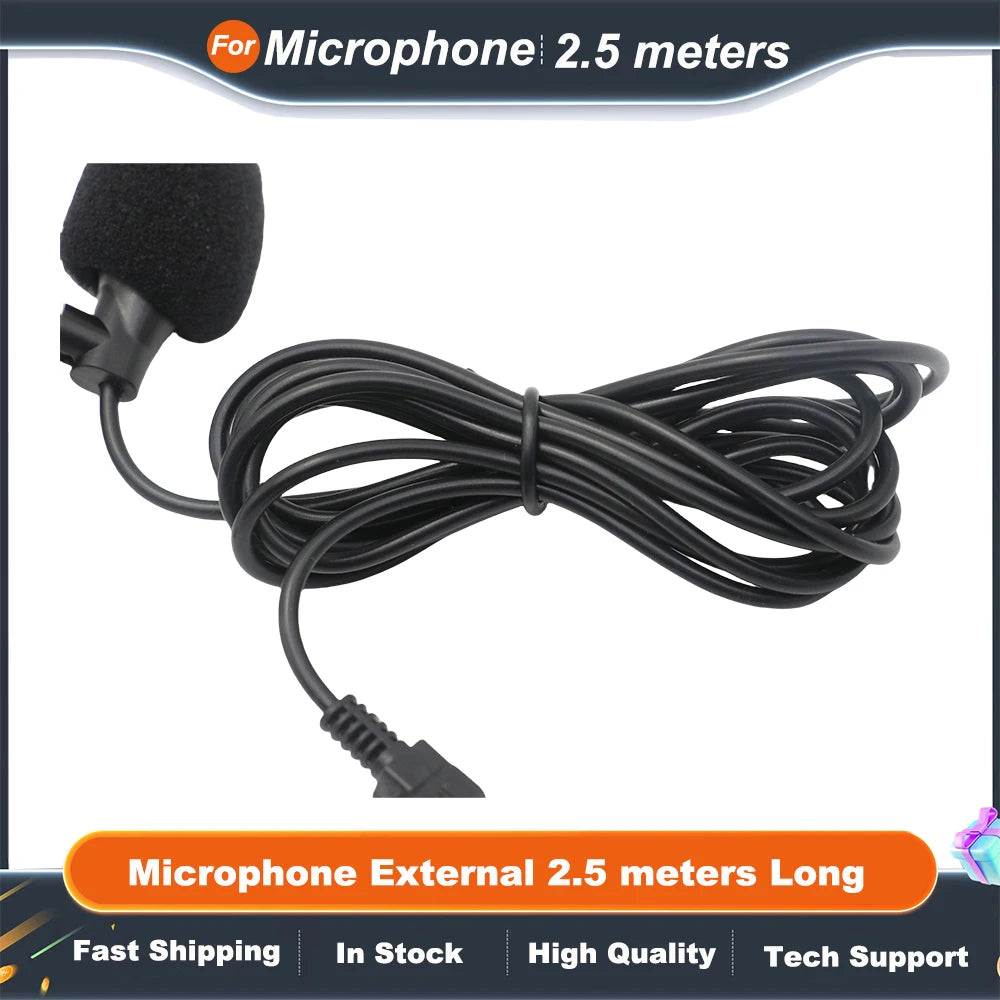 Car Bluetooth Hands Free Kits Microphone External 2.5 meters Long Portable Mono Audio Mic Braided Cable Clip-on 3.5mm Aux Plug