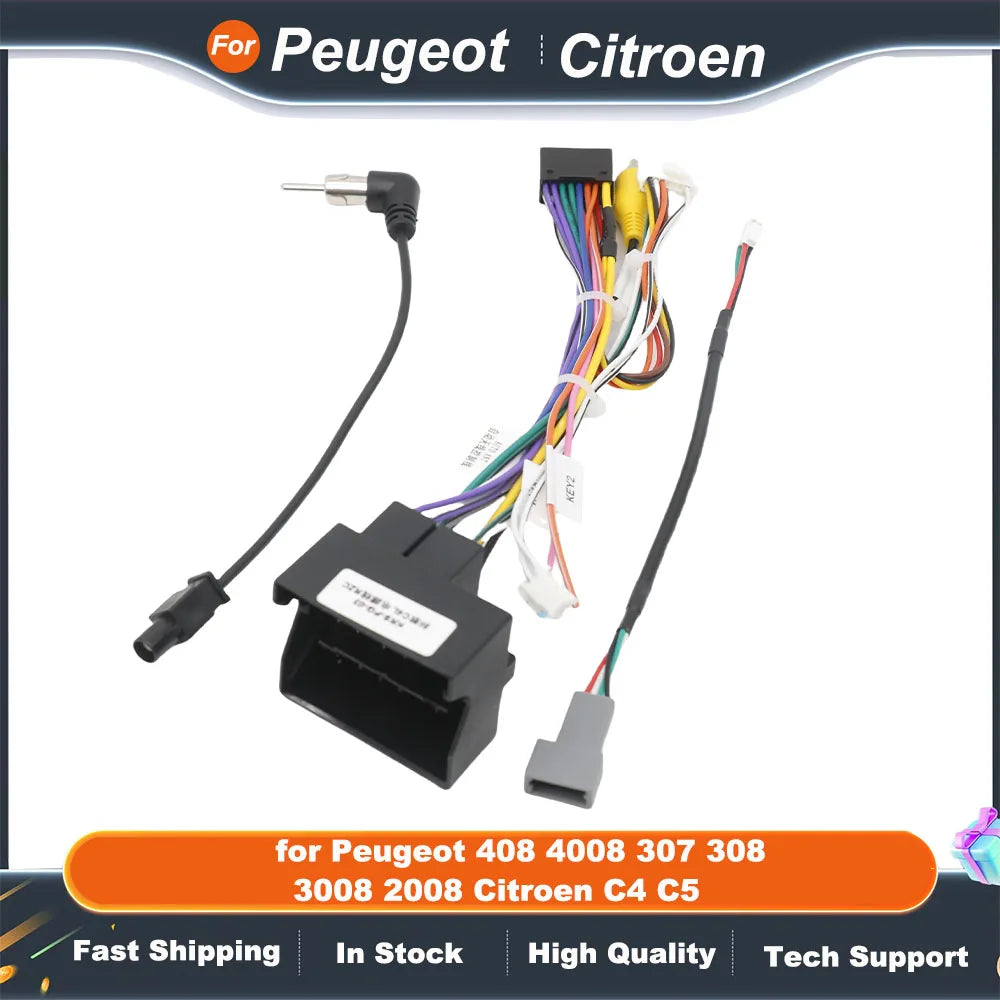 Quadlock Wiring Harness CAN BUS Decoder 16 Pin Plug Connector Cable Adapter for Peugeot 408 4008 307 308 3008 2008 Citroen C4 C5