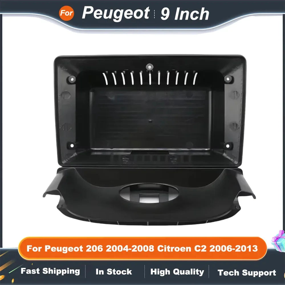 9 Inch Car Radio Fascia Frame Kit w/ CANBUS Decoder for Peugeot 206 2004-2008 & Citroen C2 2006-2013, Android Dash Installation