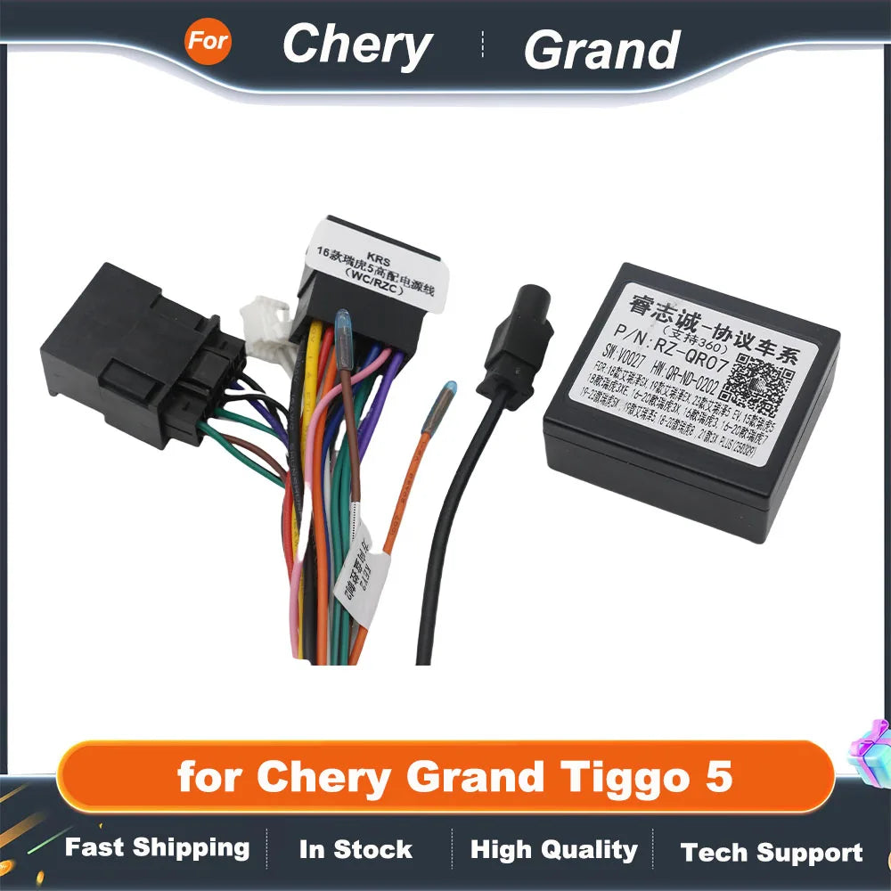 Radio Wiring Harness Adapter CAN Bus Decoder 16 Pin Plug Connector Camera In Car Android Head Unit Cable for Chery Grand Tiggo 5