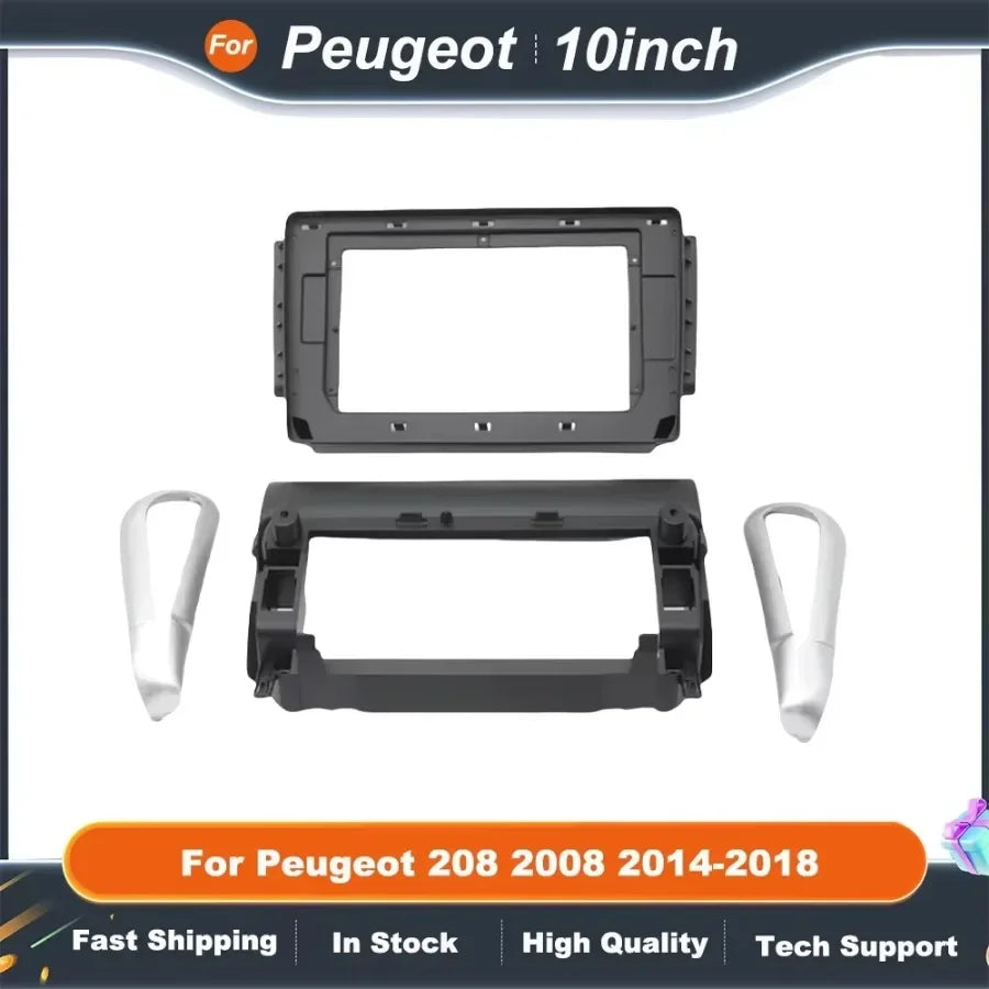 10 Inch Car Radio Frame  for Peugeot 208 2008 2014-2018 Android Canbus Dash Panel with Decoder Box Installation Kit