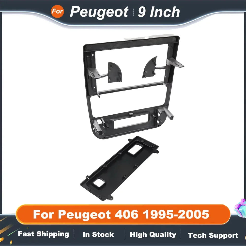 9 Inch Car Radio Fascia Frame for Peugeot 406 1995-2005 Dashboard Panel Kit OEM Style Plug Play Stereo Bezel Adapter