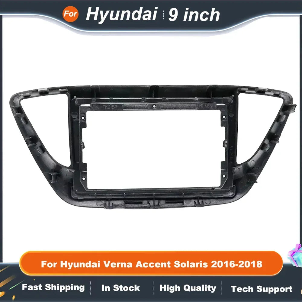 9 Inch Car Radio Fascia Frame Kit for Hyundai Verna/Accent/Solaris 2016-2018, Android Dash Installation Adapter Panel