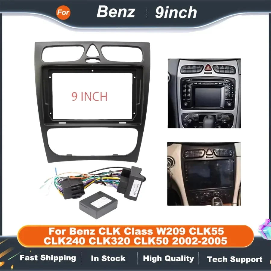 9 Inch Car Radio Frame For Benz CLK Class W209 CLK55 CLK240 CLK320 CLK50 2002-2005 Adapter Canbus Box Decoder Fitting Panel Kit