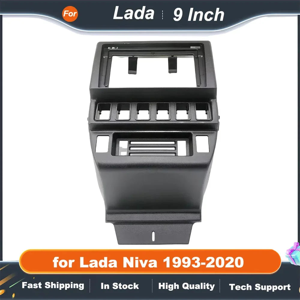 9 inch Car Radio Fascia Frame for Lada Niva 1993-2020 Dash Kit Install Plate GPS Adapter with 9 Inch Cover Trim