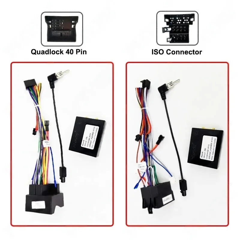 Radio Wiring Harness Adapter, CAN Bus Decoder, 16 Pin Plug Cable, 9 inch Android System Panel Frame for Seat Ibiza 2008 to 2013