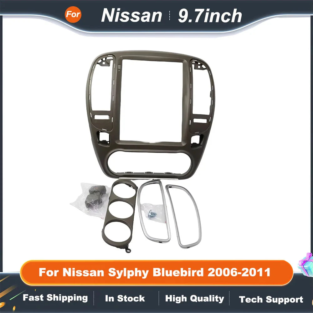 9.7 Inch 2 Din Radio Frame for Nissan Sylphy Bluebird 2006-2011  Car DVD Player Mount Dashboard Fascia Panel  Stereo Install Kit