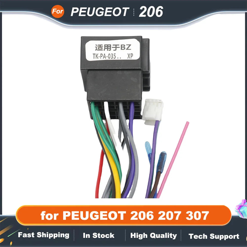 16 Pin Wiring Harness Adapter Canbus Box Decoder For Peugeot 206 207 307 Radio Android 2 Din GPS Wifi Video Player RP5-PA-104