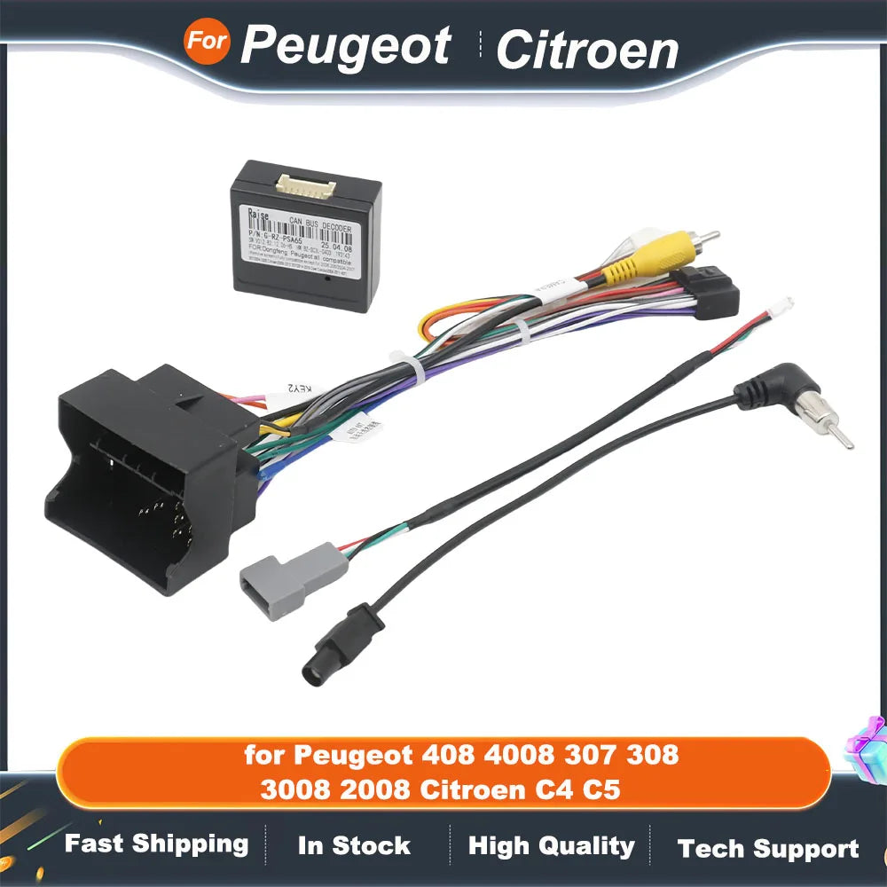 Quadlock Wiring Harness CAN BUS Decoder 16 Pin Plug Connector Cable Adapter for Peugeot 408 4008 307 308 3008 2008 Citroen C4 C5