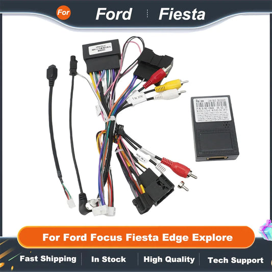 For Ford Fiesta 2013-2017 16 Pin Harness Adapter Android Player Multimedia Stereo Cables Canbus Canbox DVD Radio GPS Power Cord