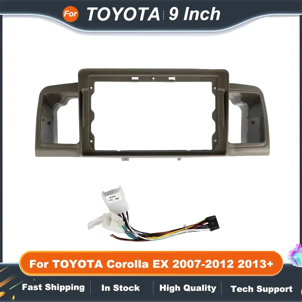 9 Inch Car Radio Fascia Frame for Toyota Corolla EX 2007-2012 & 2013+ OEM Fit Stereo Dash Kit Anti-Rattle ABS Panel