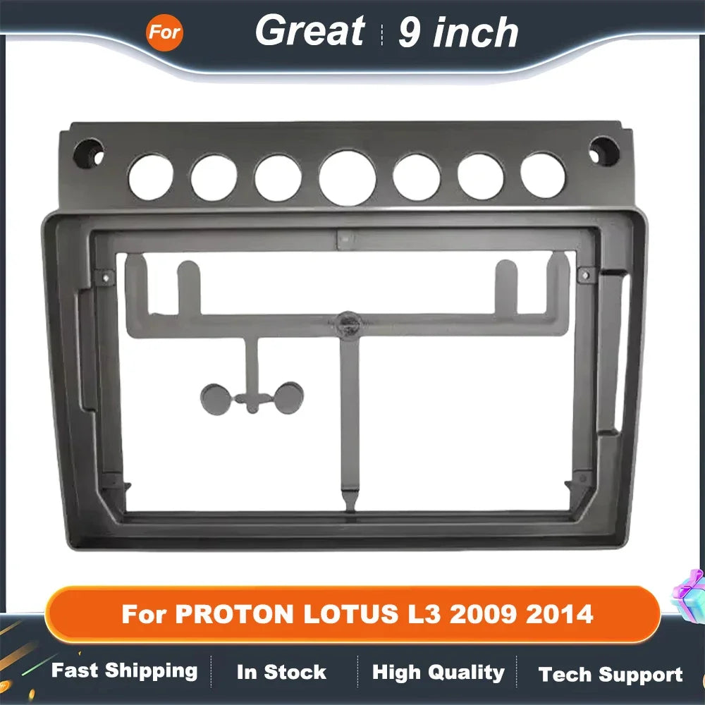9 In chcar multimedia frame For PROTON LOTUS L3 2009 2010 2011 2012 -2014DVD Plastic Fascia Frame Stereo Panel Dash Installation