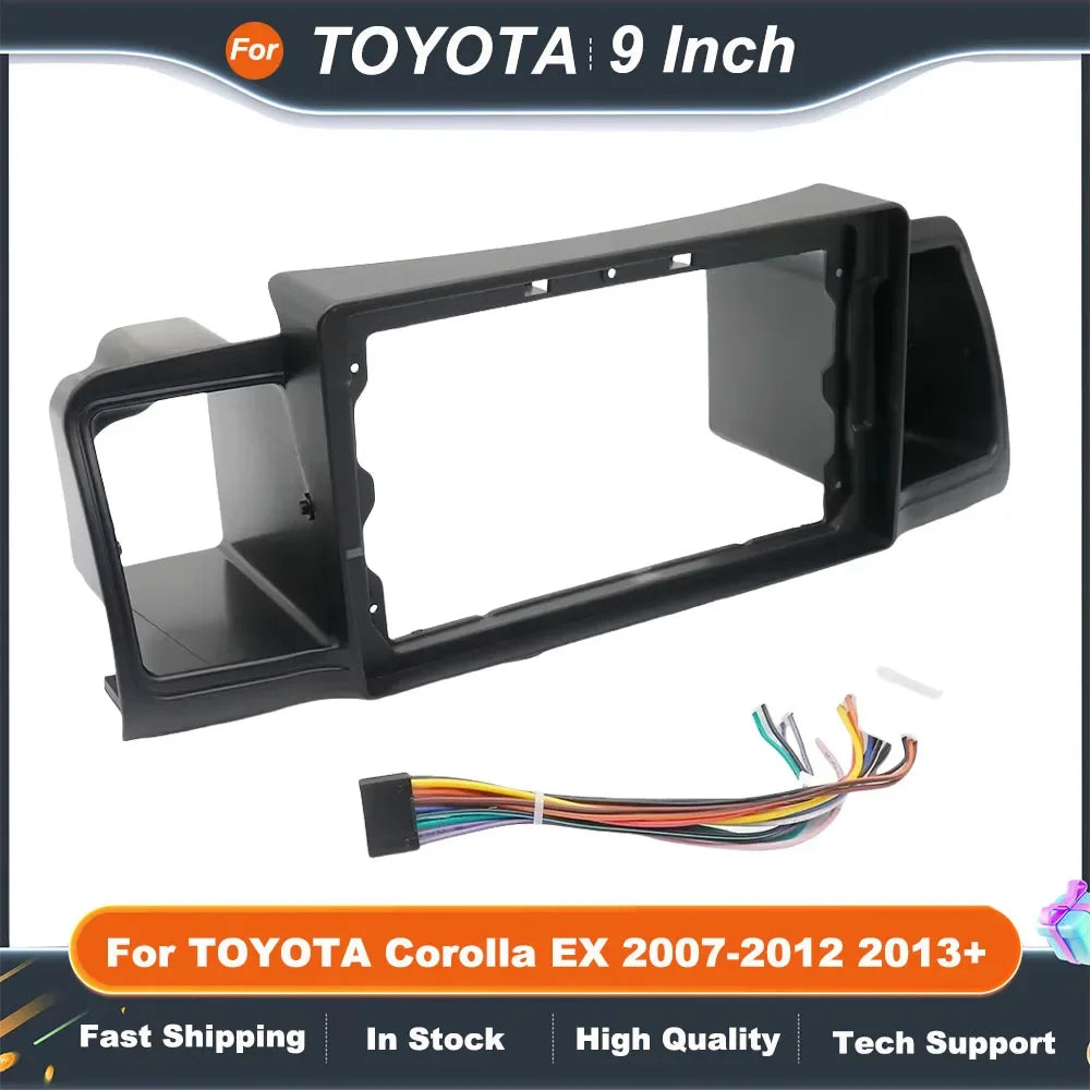 9 Inch Car Radio Fascia Frame for Toyota Corolla EX 2007-2012 & 2013+ OEM Fit Stereo Dash Kit Anti-Rattle ABS Panel