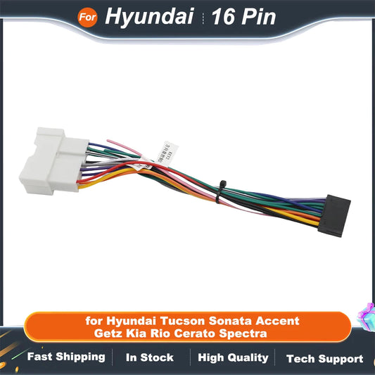 Radio Wiring Harness 16 Pin Connector Car Android Cable Adapter for Hyundai Tucson Sonata Accent Getz Kia Rio Cerato Spectra