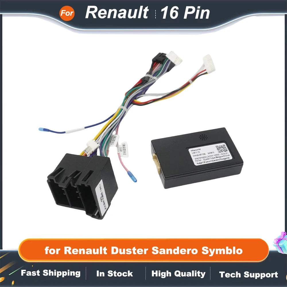 Wiring Harness CAN Bus Decoder 16 Pin Plug to ISO Connector Car Head Unit Cable Adapter for Renault Duster Sandero Symblo