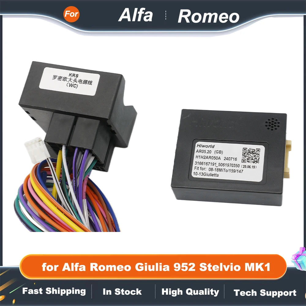 Radio Quadlock Wiring Harness CAN Bus Decoder 16 Pin Android Multimedia Cable Adapter for Alfa Romeo Giulia 952 Stelvio MK1