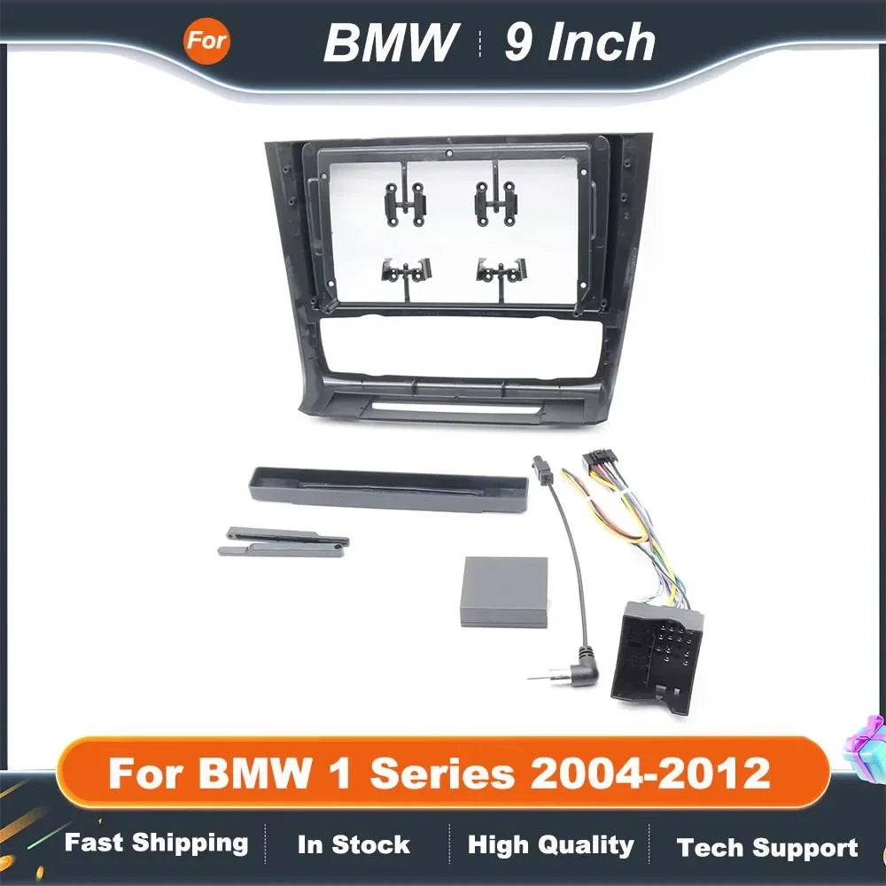 9 Inch Car Radio Fascia Frame for BMW 1 Series E81 E82 E87 E88 Android Dash Panel Kit with Canbus Decoder