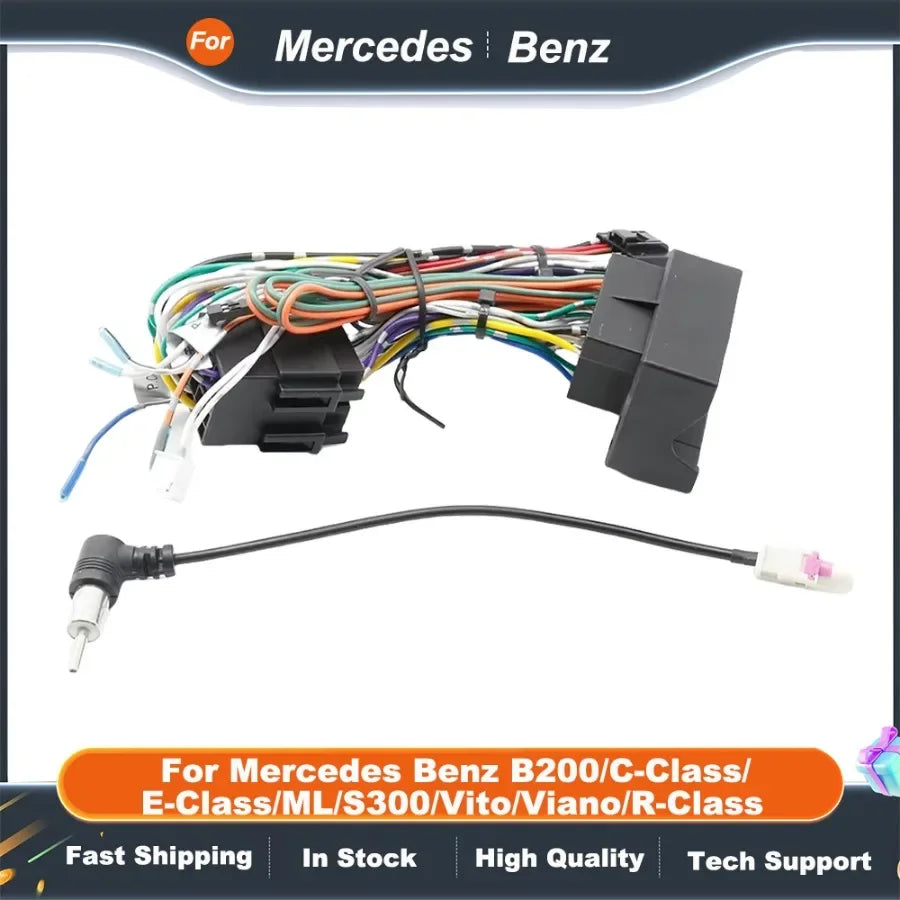 16PIN Car Android Power Cable with CANBUS for Mercedes Benz B200/C-Class/E-Class/ML/S300/Vito/Viano/R-Class