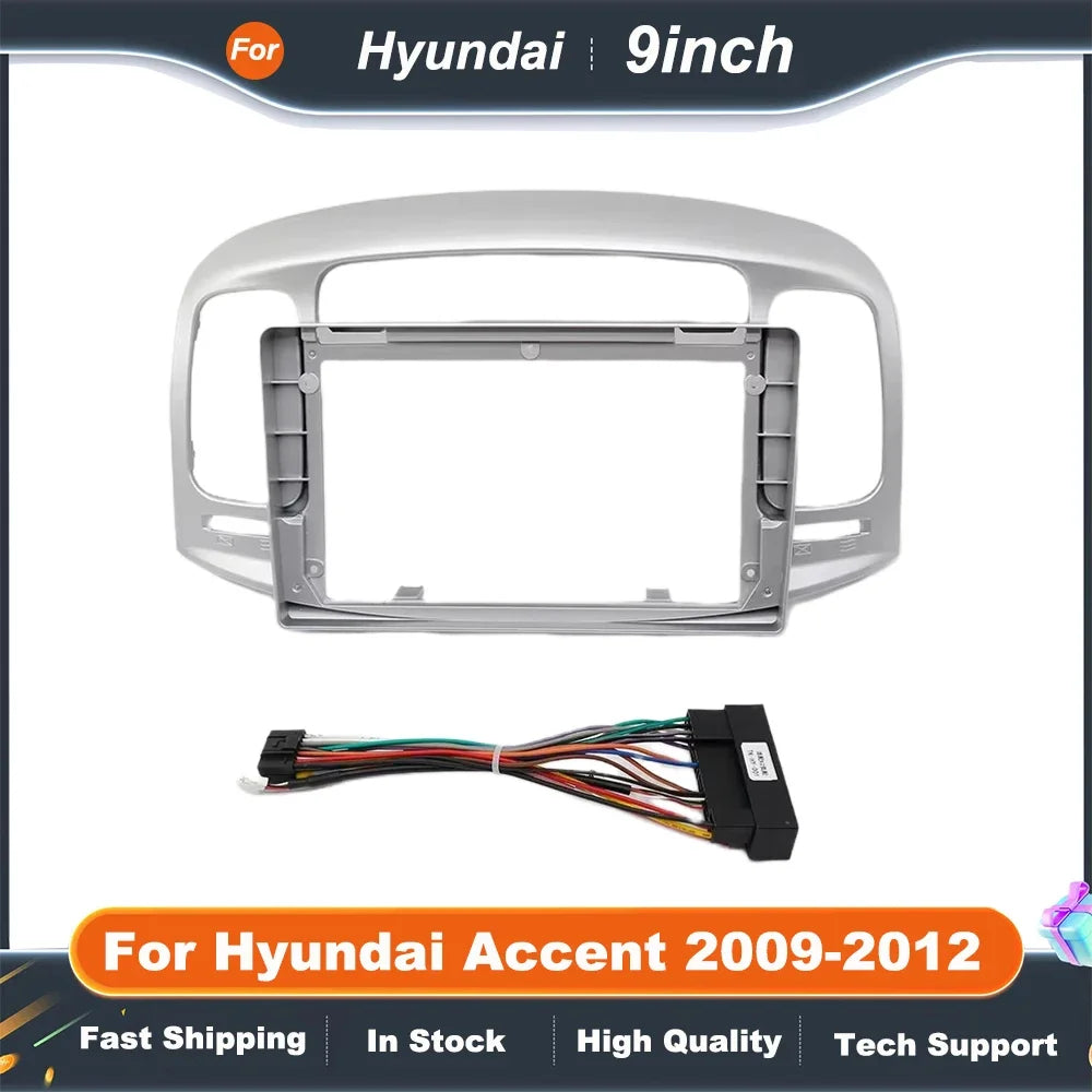9inch 2 DIN Android Car DVD Frame Radio Stereo Dashboard Instrument Panel for  Hyundai Accent 2009-2012