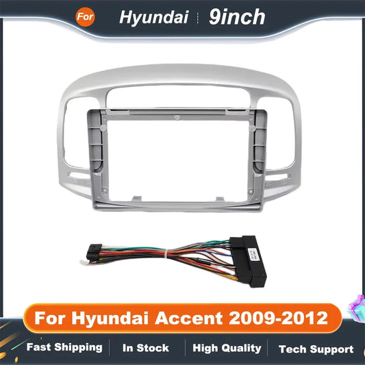 9inch 2 DIN Android Car DVD Frame Radio Stereo Dashboard Instrument Panel for  Hyundai Accent 2009-2012