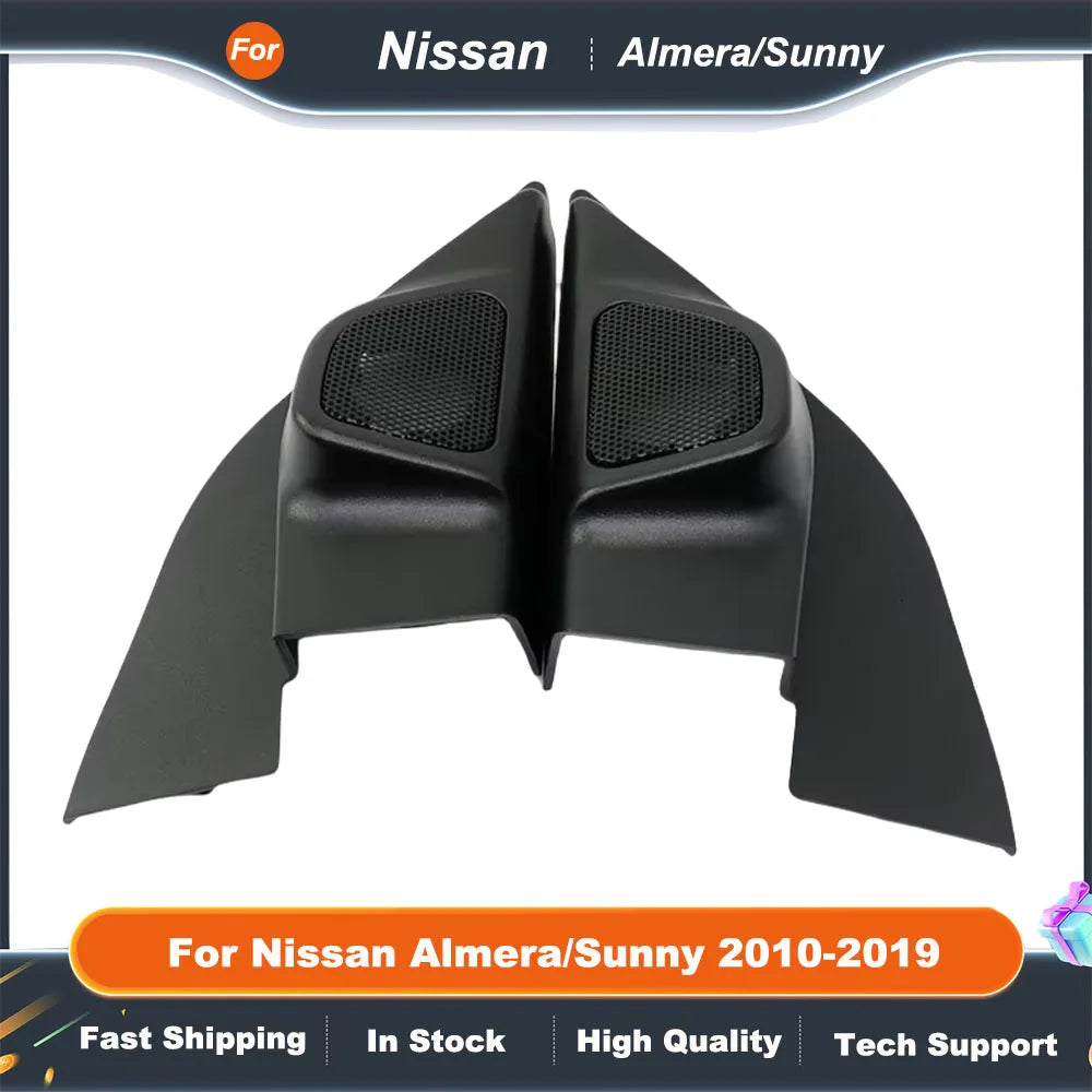 2PCS Car Tweeter Speaker Mounts Cover Boxes Refitting Kit for Nissan Almera Sunny 2010-2019 Audio Door Angle Gum Frame