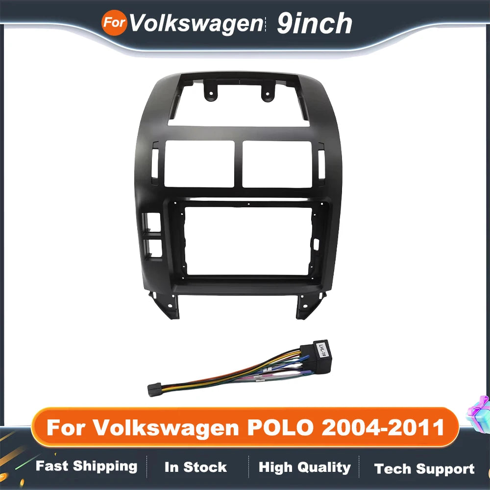 9 Inch Car Audio Fascia Panels For Volkswagen POLO 2004-2011 Frame Android 2Din MP5 Player Stereo Panel