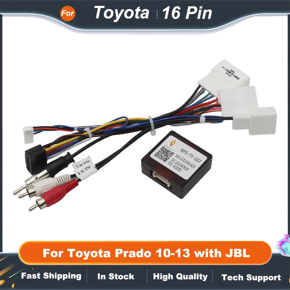 Car 16PIN Android Radio Power Cable Adapter With Canbus Box For Toyota Prado/Sequoia/Lexus 330 Audio Player Wiring Harness