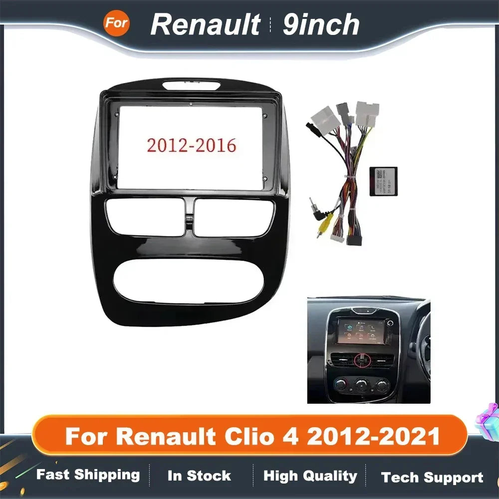 9 Inch Car Radio Fascia Frame for Renault Clio 4 2012-2021  Android Canbus Dash Panel with Decoder Box Installation Kit