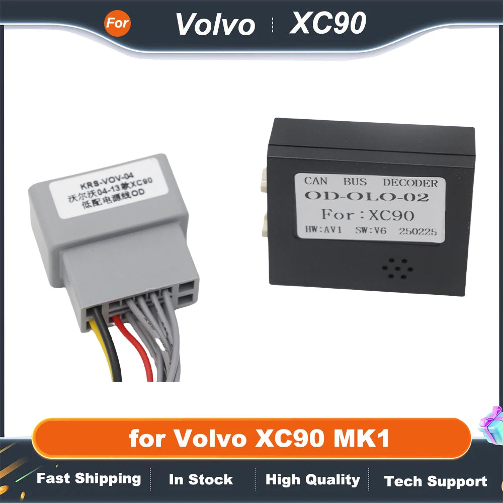 Radio Wiring Harness CAN Bus Decoder 16 Pin Plug to 14Pin Connector Audio RCA Input Car Android Cable Adapter for Volvo XC90 MK1