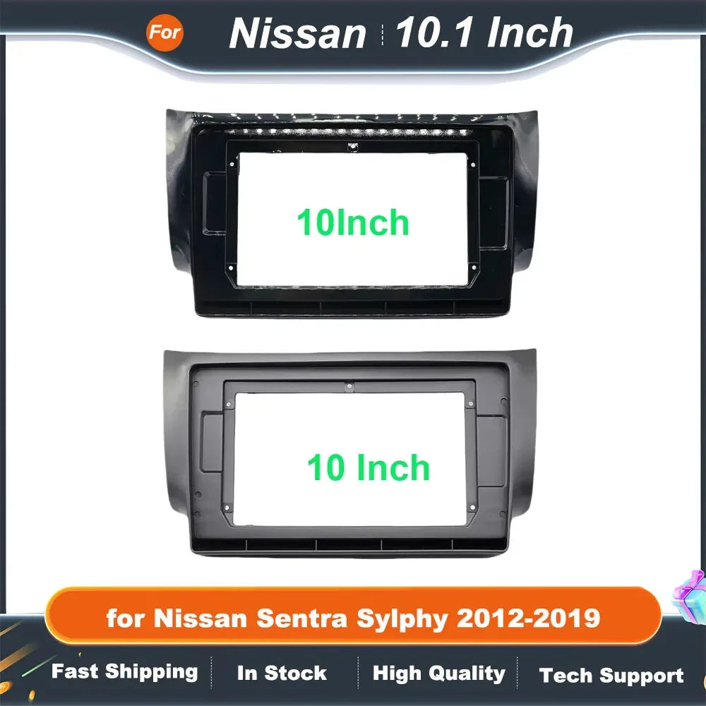 2 Din 10.1 Inch Car Radio Fascia Frame for Nissan Sentra Sylphy 2012-2019 Stereo Dashboard Trim Kit Installation Panel DVD Frame