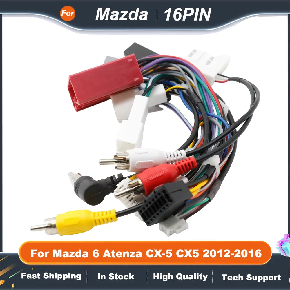 16PIN Car Android Wire Harness Adapter Canbus Box Decoder For Mazda 6 Atenza CX-5 CX5 2012-2016