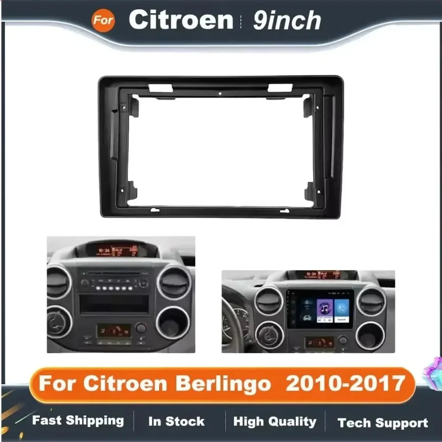 9 Inch Car Radio Fascia Frame Adapter Android Radio Dash Fitting  Kit For Citroen Berlingo Peugeot 3008 5008 Partner 2010-2017