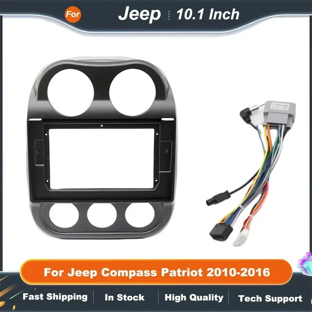 10.1 Inch 2 Din Car Radio Fascia for Jeep Compass Patriot 2010-2016 Android GPS MP5 Player Dash Panel