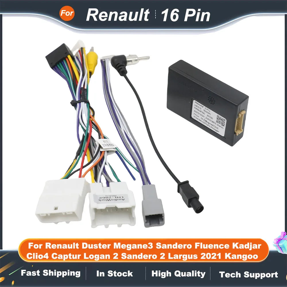 16 Pin Wiring HARNESS CANBUS For Renault Duster Megane3 Sandero Fluence Kadjar Clio4 Captur Logan 2 Sandero 2 Largus 2021 Kangoo