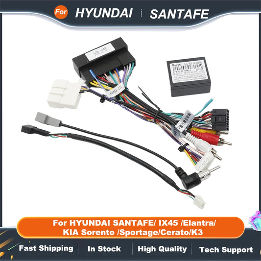 16 PIN Android Canbus Box  Adaptor For HYUNDAI SANTAFE/ IX45 /Elantra/ KIA Sorento /Sportage/Cerato/K3 Wirng Harness Cable