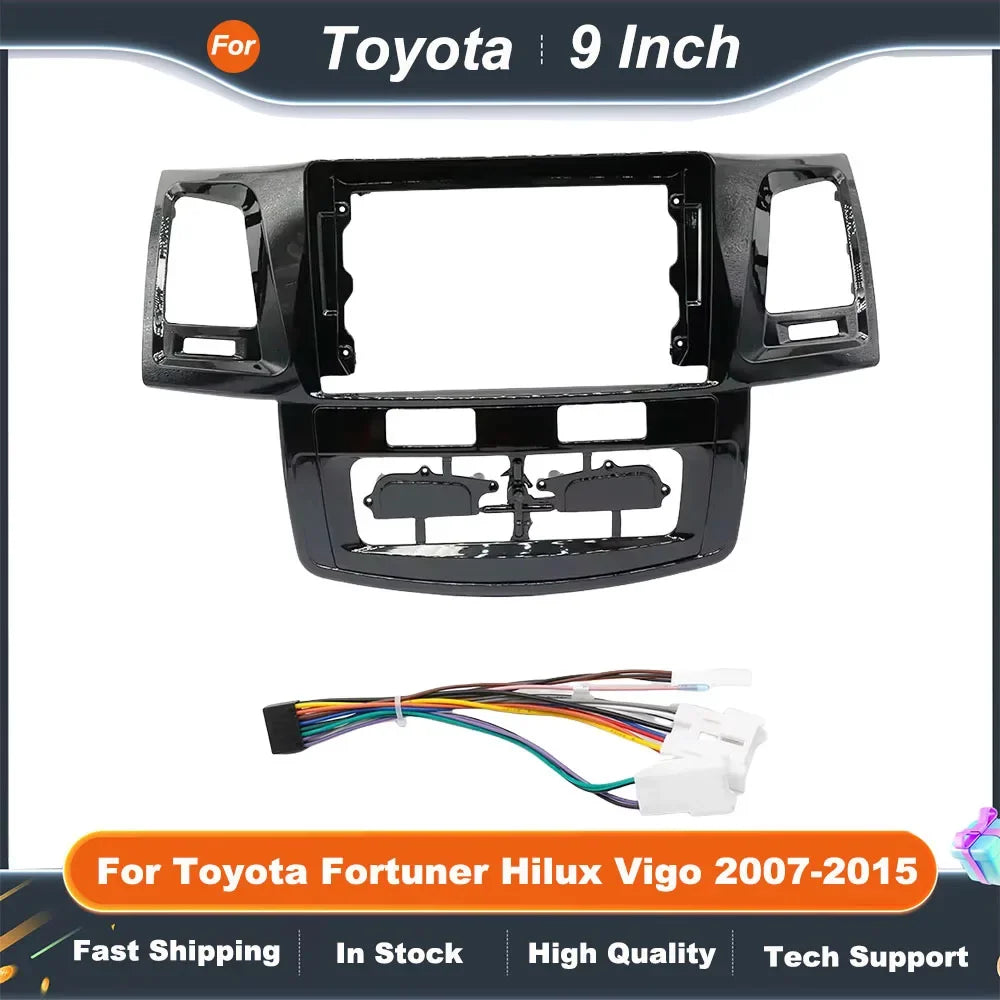 9 Inch Car Radio Fascia Frame for Toyota Fortuner Hilux Vigo 2007-2015 Android Audio Dash Panel Installation Kit