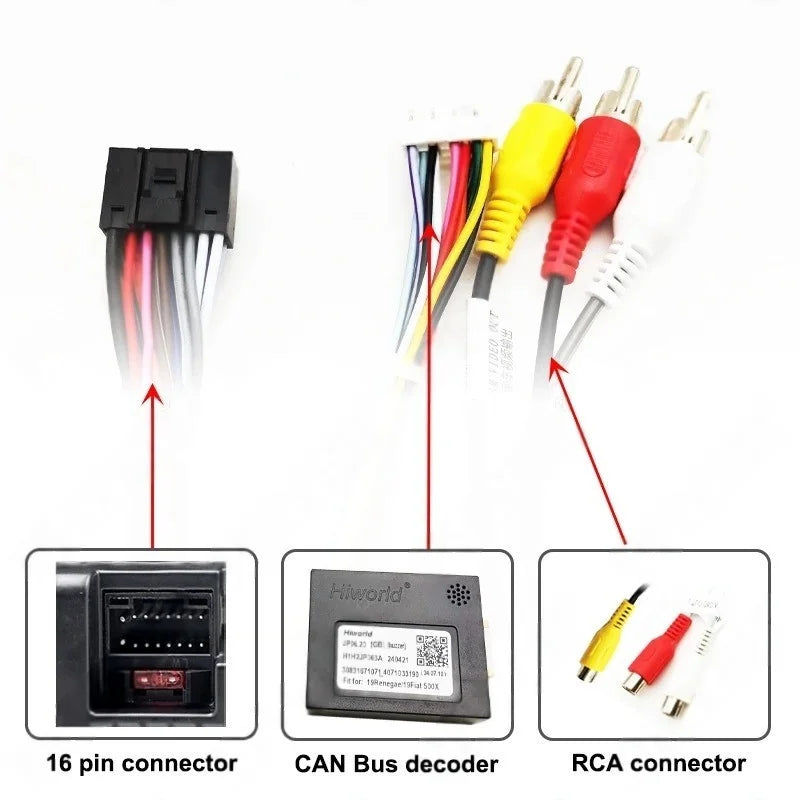 Radio Wiring Harness Adapter CAN Bus Decoder Box 16 Pin Plug to 12Pin 32Pin Cable Converter for Jeep Renegade Compass Commander